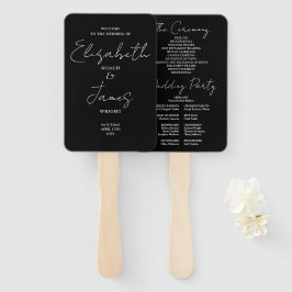 Leque Programa de Casamento Minimalista Preto e Branco e