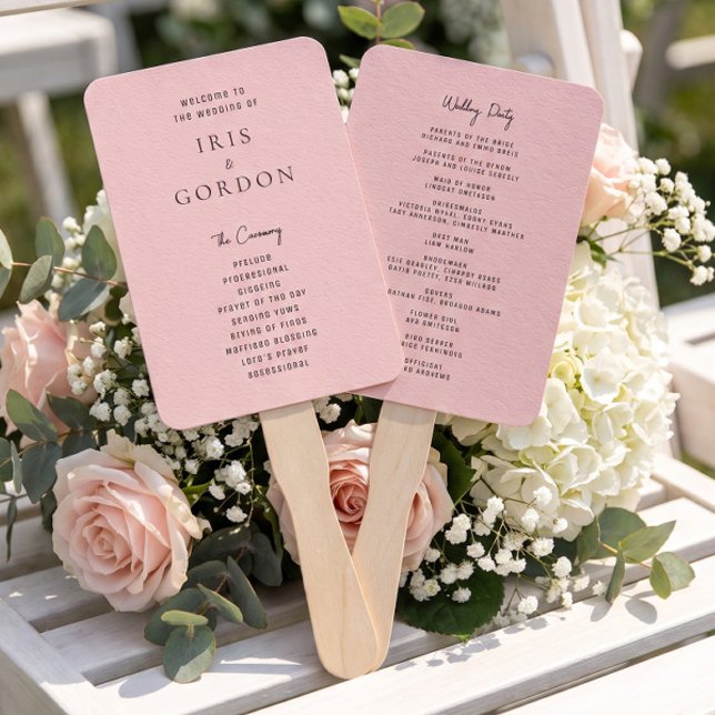 Leque Programa de Casamento Minimalista Rosa Bege Person (Criador carregado)