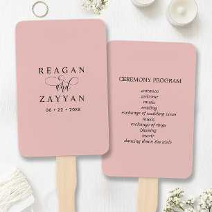 Leque Programa de Casamento Minimalista Rosa Coral Suave