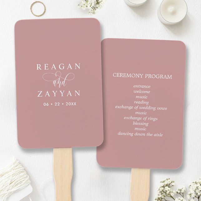 Leque Programa de Casamento Minimalista Rosa Poeira (Criador carregado)