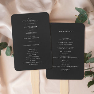 Leque Programa de Casamento Mínimo de Negro Moderno Matt