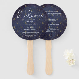 Leque Programa de Casamento Místico Celestial Elegante C