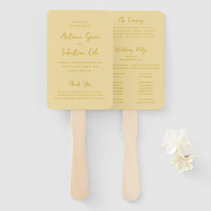 Leque Programa de Casamento Moderno Amarelo Manteiga Ele