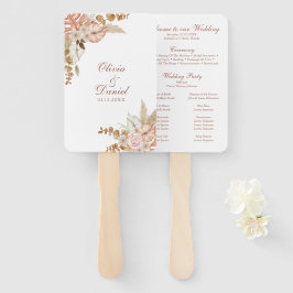Leque Programa de Casamento Moderno Boho Floral Grama da