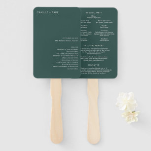 Leque Programa de Casamento Moderno Camille Pine Green