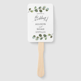 Leque Programa de casamento moderno da Aquarela Eucalypt