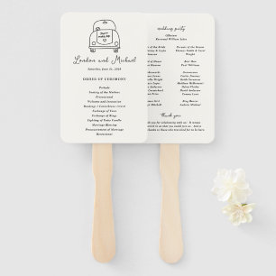 Leque Programa de Casamento Moderno Desenho à Mão de Car