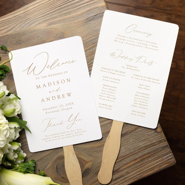 Leque Programa de Casamento Moderno Elegante em Letra Do (Criador carregado)