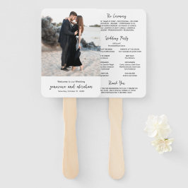 Leque Programa de Casamento Moderno em Foto Preta e Bran