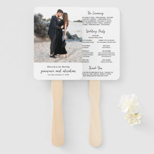 Leque Programa de Casamento Moderno em Foto Preta e Bran