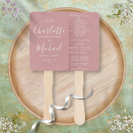 Leque Programa de Casamento Moderno em Script Rosa Empoe