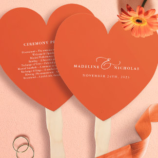 Leque Programa de Casamento Moderno Laranja Pôr do Sol V