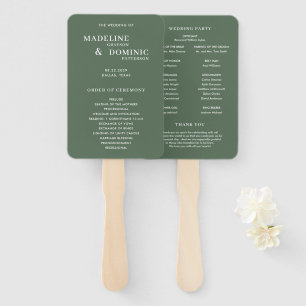 Leque Programa de Casamento Moderno Madeline Forest Gree