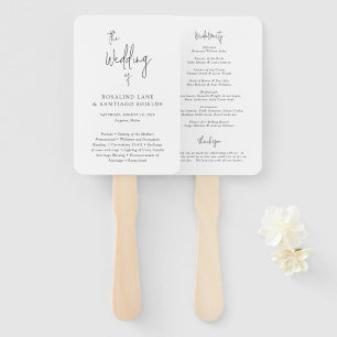 Leque Programa de Casamento Moderno Preto e Branco Cláss