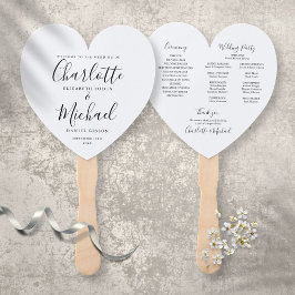 Leque Programa de Casamento Moderno Preto e Branco Coraç