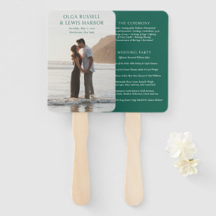 Leque Programa de Casamento Moderno Verde Esmeralda Simp