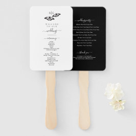 Leque Programa de Casamento Monograma Borboleta Preto Br