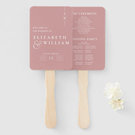 Leque Programa de Casamento Monograma Minimalista Dusty