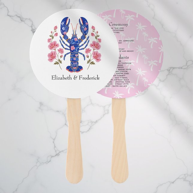 Leque Programa de Casamento na Praia Náutica Costeira (Coastal Nautical Beach Wedding Program Hand Fan)