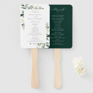 Leque Programa de Casamento Natural em Verde Botânico