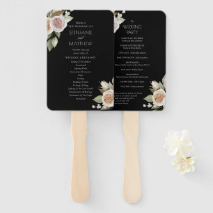 Leque Programa de Casamento Negra Floral de Rosa de Pêss