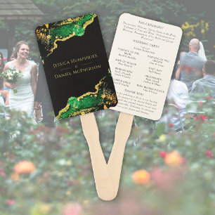 Leque Programa de Casamento Negro de Bronze Emerald Conj