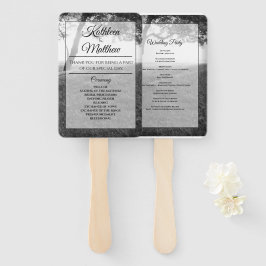 Leque Programa de Casamento Negro e Branco ao ar livre