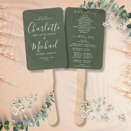 Leque Programa de Casamento Olive Green Signature Script