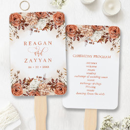 Leque Programa de Casamento Pampas Flores de Terracota