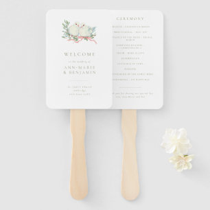 Leque Programa de Casamento Pássaros de Amor Vintage Sag
