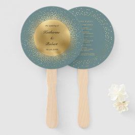 Leque Programa de Casamento Pastel Celestial Gold Moon