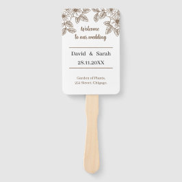 Leque Programa de Casamento Personalizado da Flor Marrom