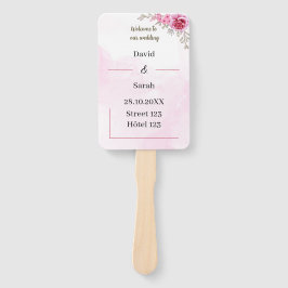 Leque Programa de Casamento Personalizado Elegante Rosa
