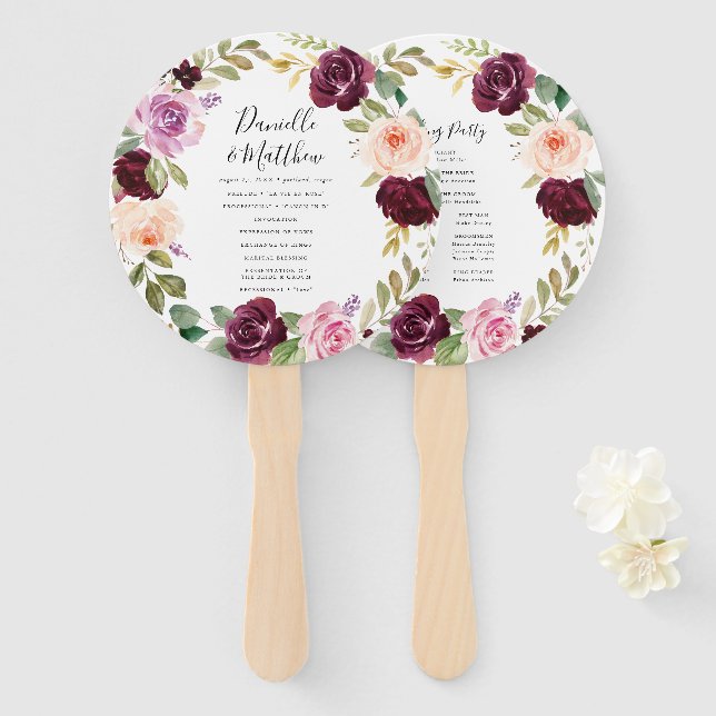 Leque Programa de Casamento Personalizado Rustic Moody F (Frente e Verso)