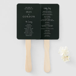 Leque Programa de Casamento Personalizado Verde Escuro M