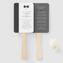 Leque Programa de Casamento Preto e Branco Personalizado