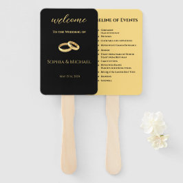 Leque Programa de Casamento Preto e Dourado-