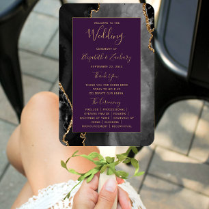 Leque Programa de Casamento Profundo de Roxo Preto de Ag
