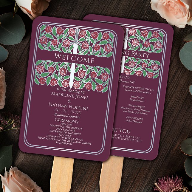 Leque Programa de Casamento Real Espada Floral Prata Mal (Criador carregado)