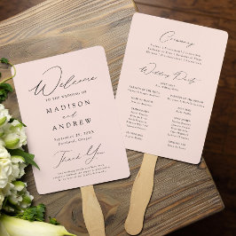 Leque Programa de Casamento Rosa Elegante Moderno