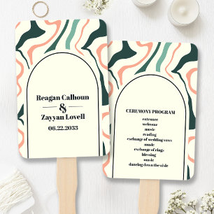 Leque Programa de Casamento Rosa Verde-Menta Arco de Red