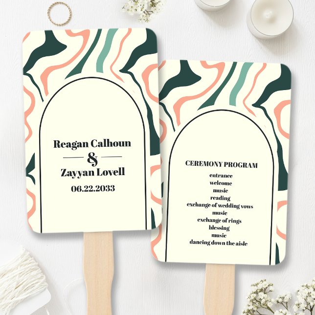 Leque Programa de Casamento Rosa Verde-Menta Arco de Red (Criador carregado)
