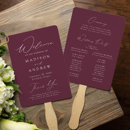 Leque Programa de Casamento Roxo Moderno e Elegante
