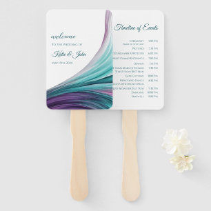 Leque Programa de Casamento - Roxo Moderno e Teal-