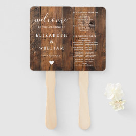 Leque Programa de Casamento Rustic Barn Wood Boho