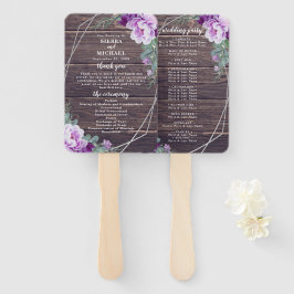 Leque Programa de Casamento Rustic Floral Purple & Silve