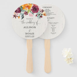 Leque Programa de casamento rústico com cor d'água flora