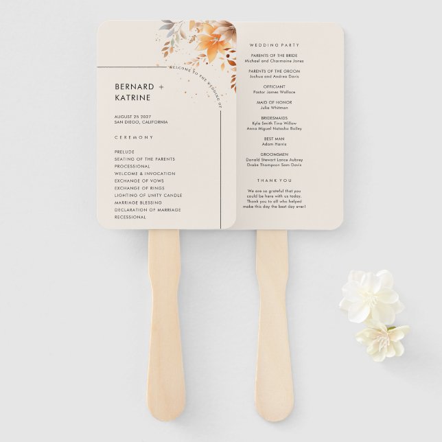 Leque Programa de Casamento Simples (Frente e Verso)