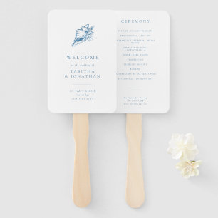 Leque Programa de Casamento Simples de Vintage Seashell