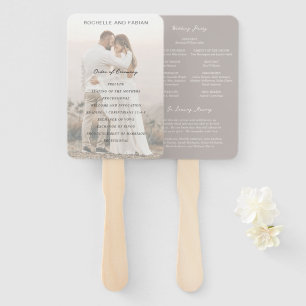 Leque Programa de Casamento Simples Elegante em Bege